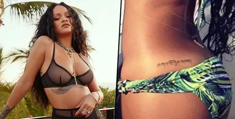 Rihanna tatuajes en la cadera