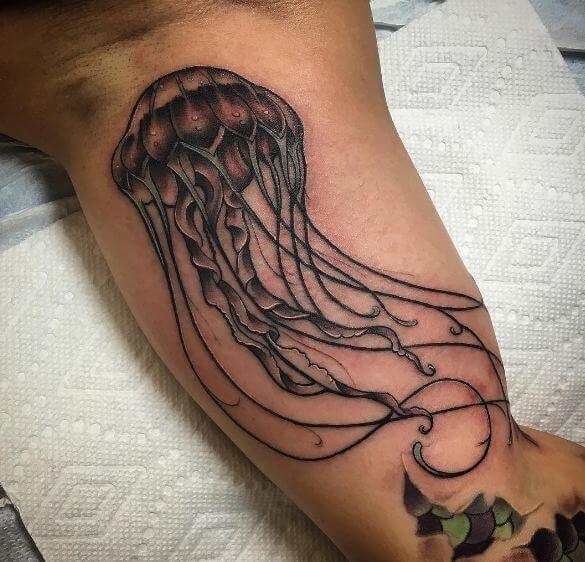 Tatuajes de medusas en el interior del bíceps