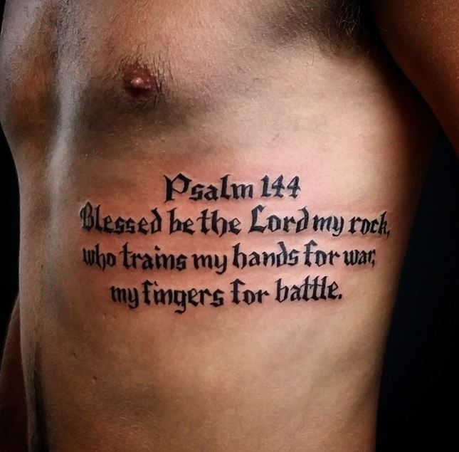 Diseño de tatuaje de cita bíblica del salmo 144