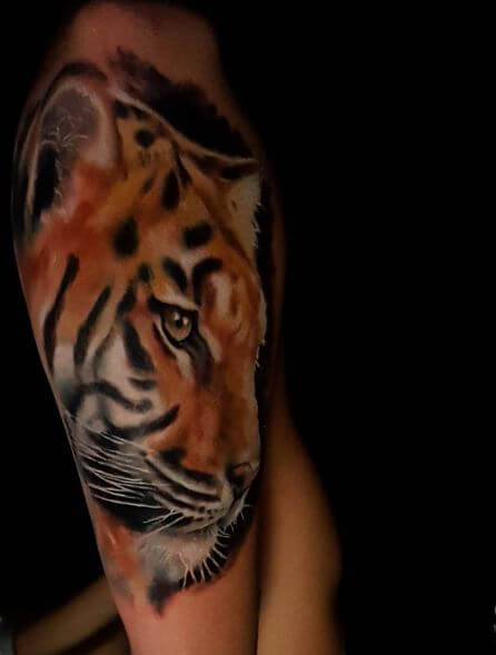 Tatuaje de tigre en el brazo 14