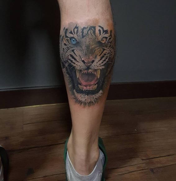 Tatuaje de tigre en la pierna 2