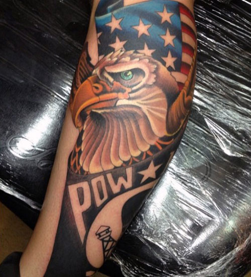 Ideas de tatuajes de bandera de águila americana badass
