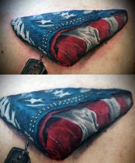 Tatuaje De Bandera Americana Doblada