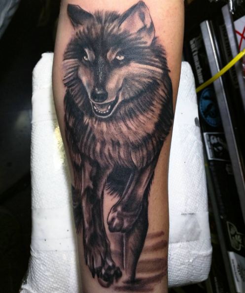 Tatuajes De Lobo Salvaje En La Pierna