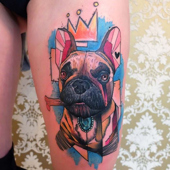 Diseños e ideas de tatuajes de perros coloridos