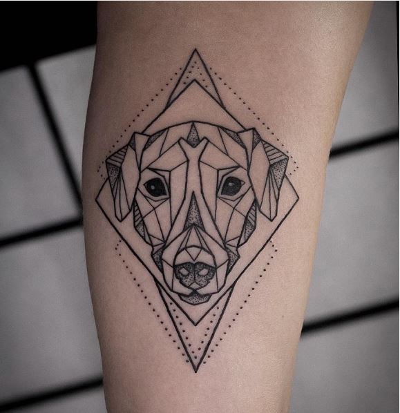 Diseño e ideas de tatuajes de perros con líneas de puntos