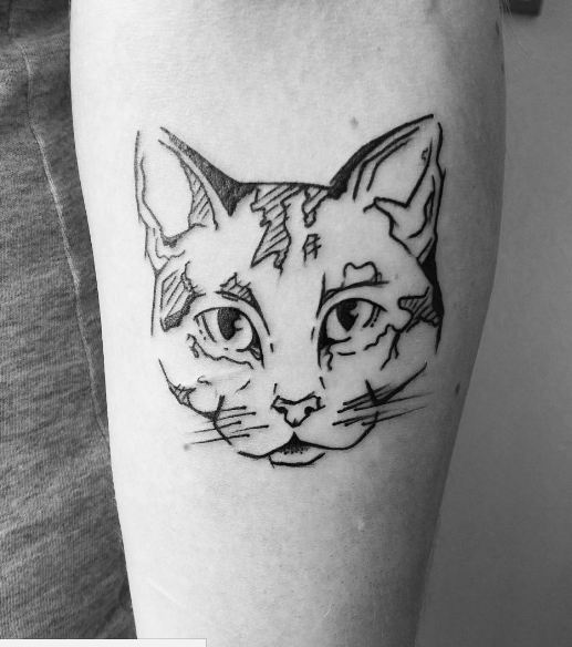 Tatuajes de cara de gato estilo boceto