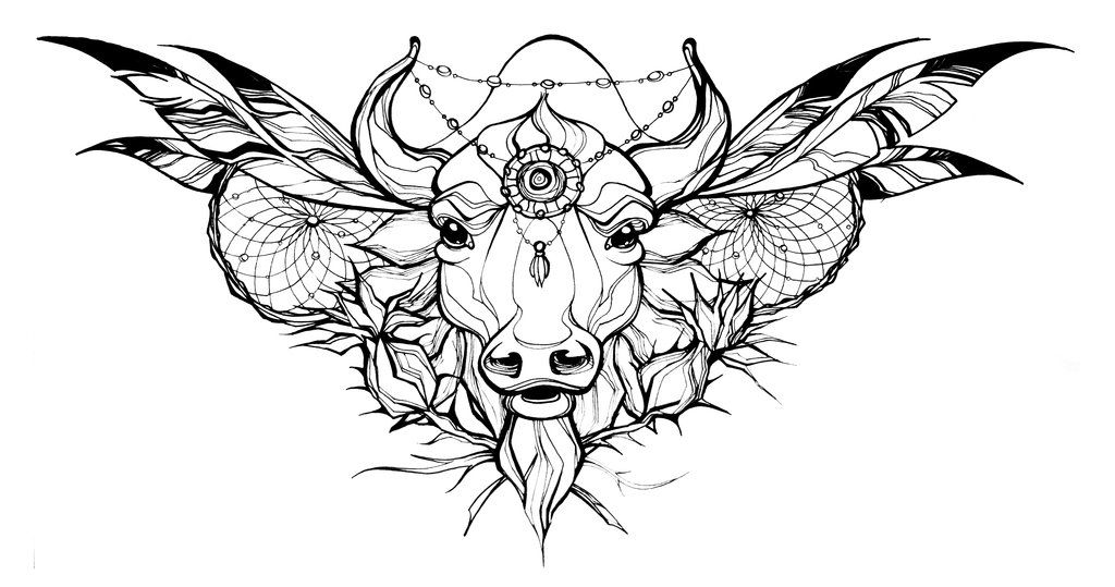 Pequeños diseños de tatuajes de toros simples (110)