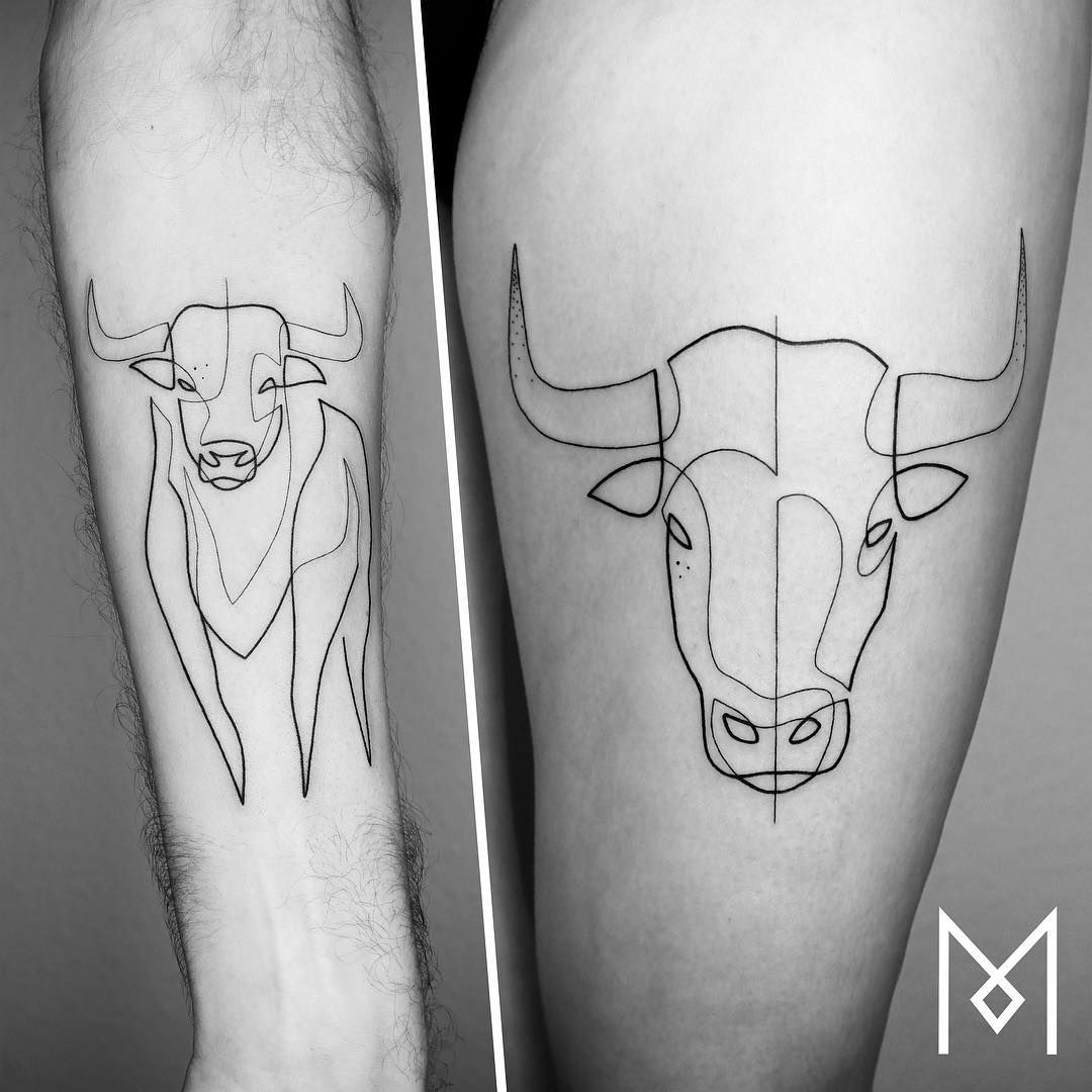 Pequeños diseños de tatuajes de toros simples (193)