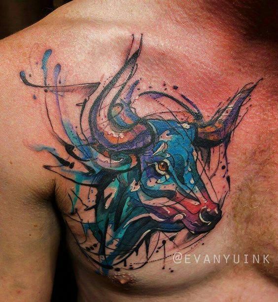 Pequeños diseños de tatuajes de toros simples (209)