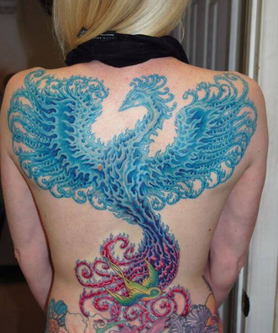 Tatuajes De Fénix De Color Azul Para Mujeres