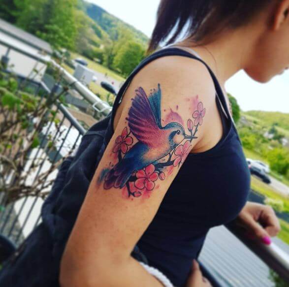 Tatuajes Femeninos De Acuarela Colibrí