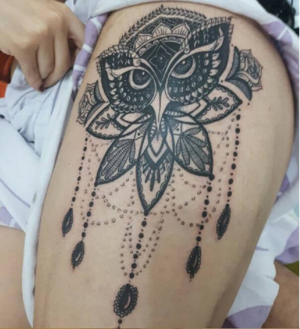 Tatuaje De Búho Mandala