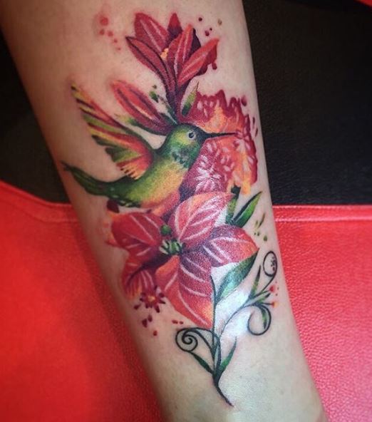 Diseño e ideas de tatuajes florales de color de agua