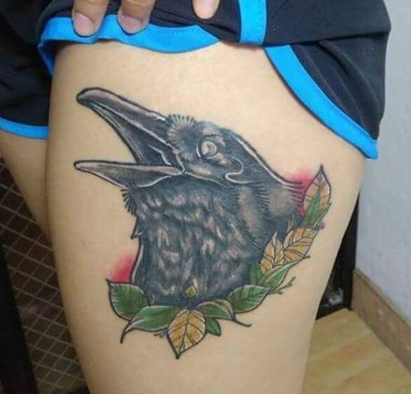 Tatuajes De Cuervo En El Muslo