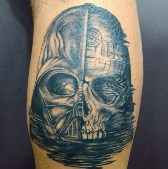 Star Wars Darth Vader y diseño de tatuaje de calavera