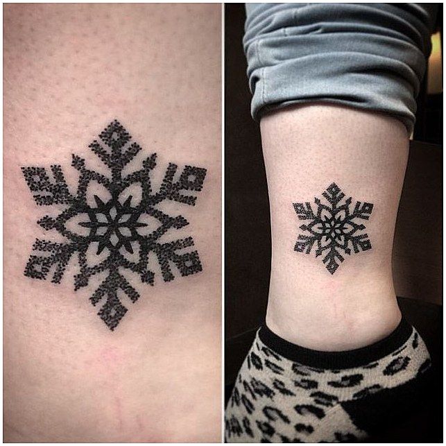 Tinta blanca del tatuaje del copo de nieve (4)
