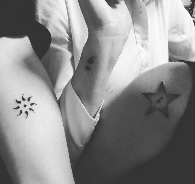 Tatuaje De Sol Con Punto Y Coma
