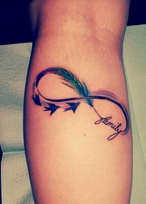 Infinity Feather Family Becerro Tatuajes