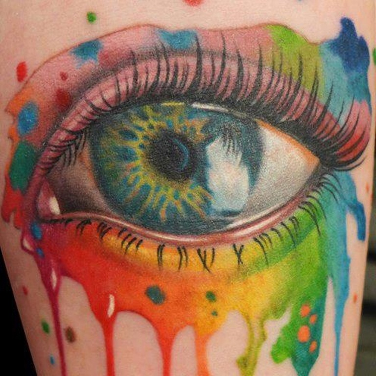 12 tatuaje de ojo de arco iris
