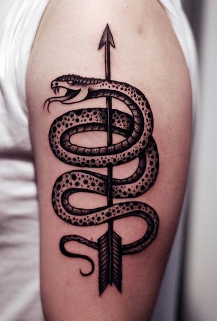 Tatuajes De Flecha Con Serpiente Media Manga