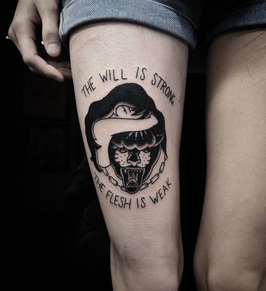 Tatuaje de pantera en la pierna 3