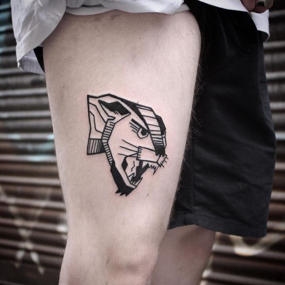 Tatuaje de pantera en la pierna 2