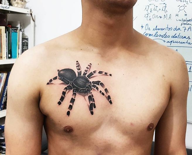 Los mejores tatuajes de arañas en el pecho para hombres