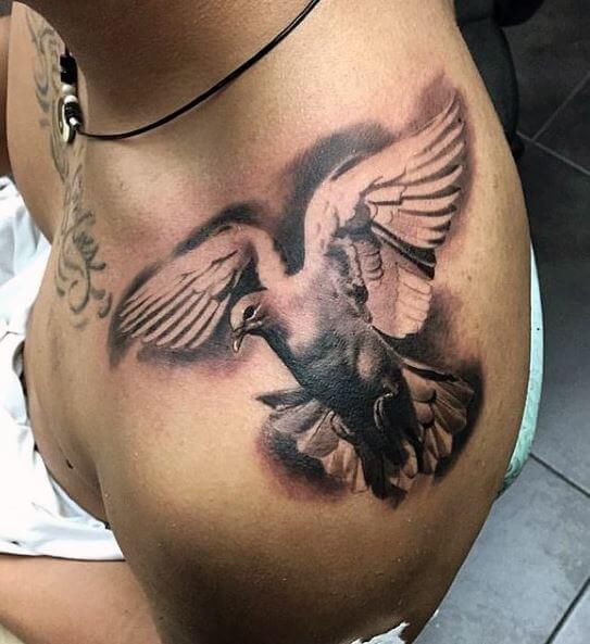 Tatuaje en el hombro, paloma bonita