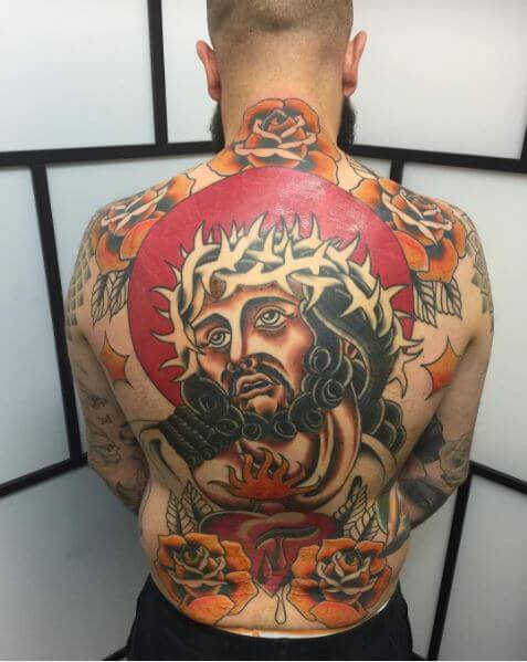 Diseños e ideas de tatuajes de Jesucristo de colores