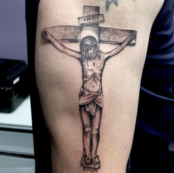 Diseño de la manga del brazo de los tatuajes de Jesús