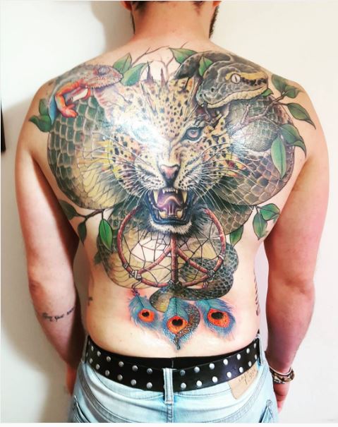 Diseño e ideas de tatuajes de espalda completa de animales salvajes