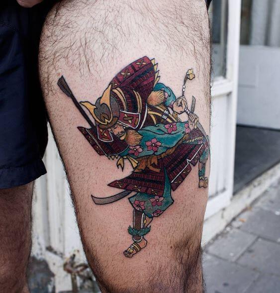 Tatuaje de samurái en el brazo 17