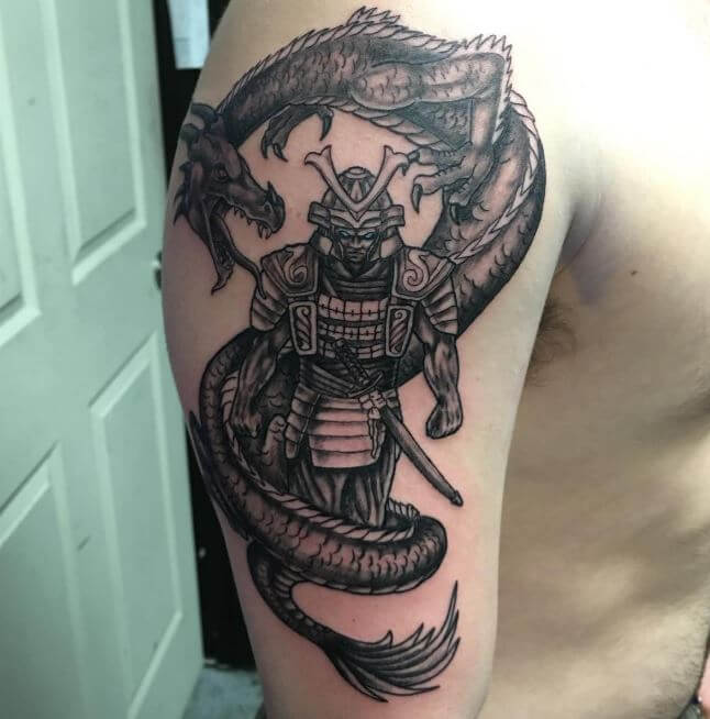Tatuaje De Dragón Samurái
