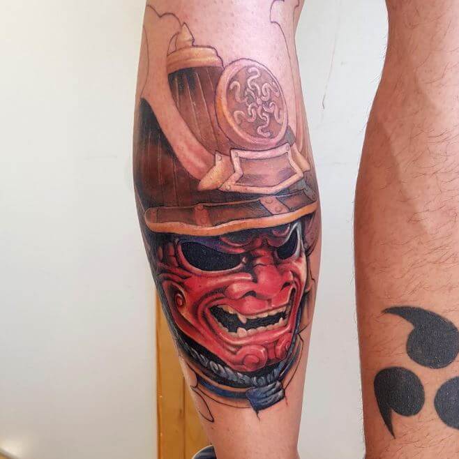 Tatuaje De Máscara Samurai