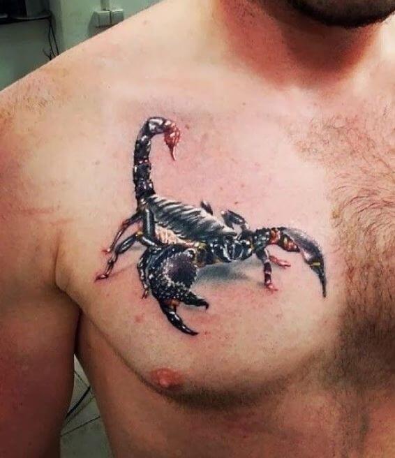 Tatuaje De Escorpión En El Pecho