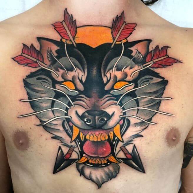 Tatuaje De Lobo Tradicional Americano
