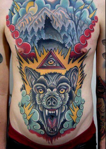 Tatuaje De Lobo Gruñido