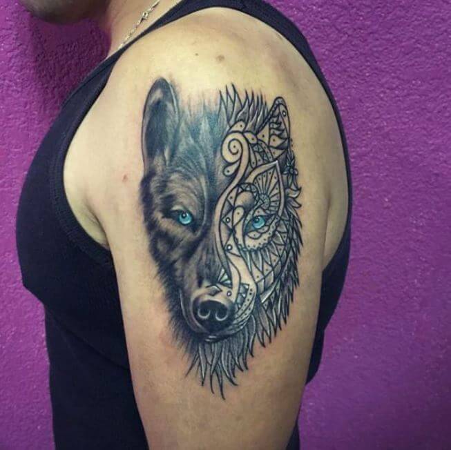 Tatuaje de lobo para hombre (1)
