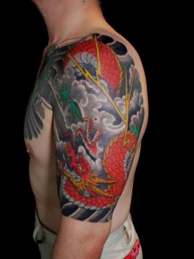 07 tatuaje de media manga de dragón japonés