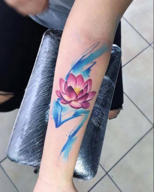 Tatuaje De Flor De Loto De Colores