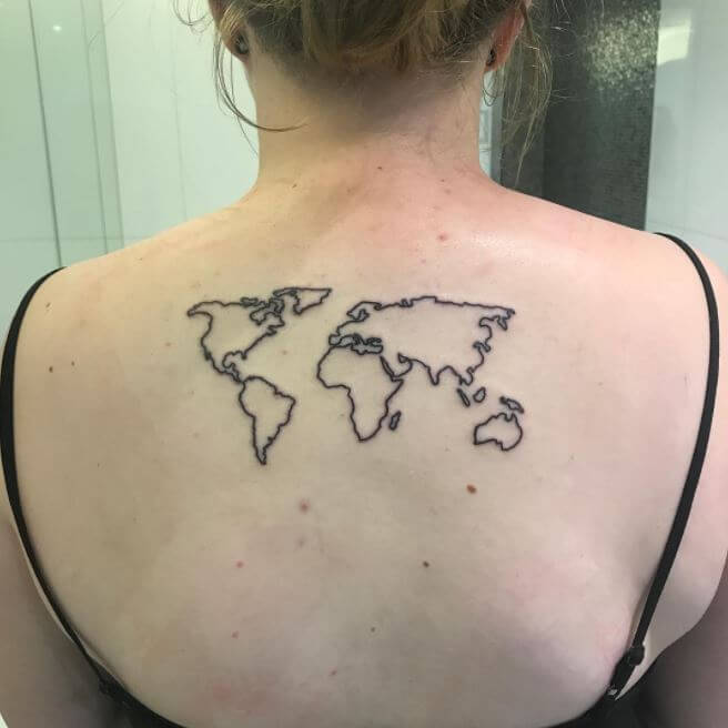 Tatuajes De Mapa Del Mundo En La Espalda Para Niñas