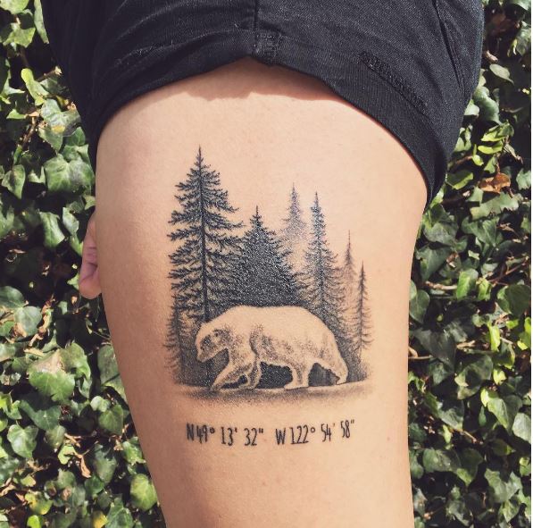 Diseño de tatuajes de oso en las piernas