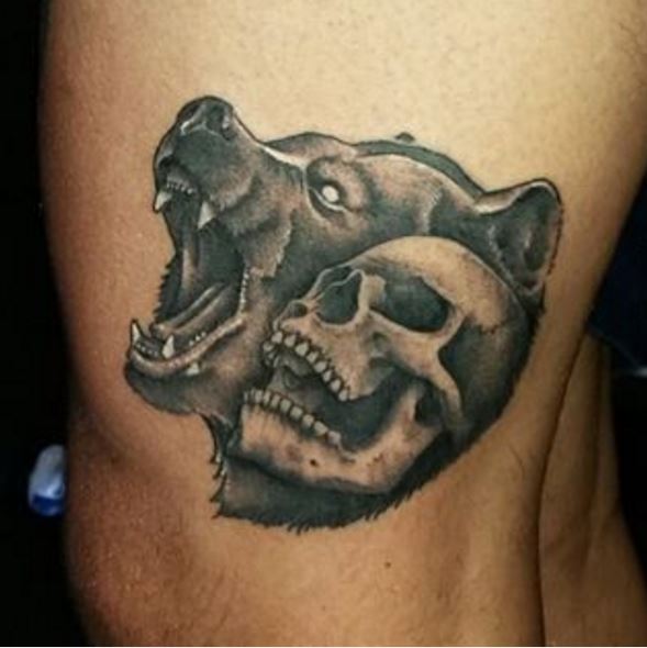 Diseño de tatuajes de calavera y oso para hombres