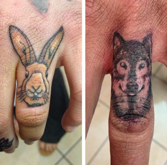 Diseño de tatuajes de anillo de boda de lobo