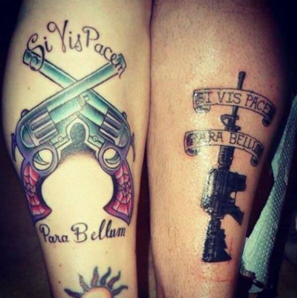 Diseño e ideas de tatuajes de armas para hermanos
