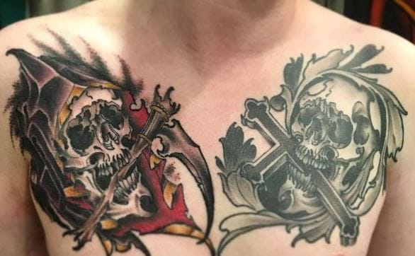 tatuajes de calavera en el pecho