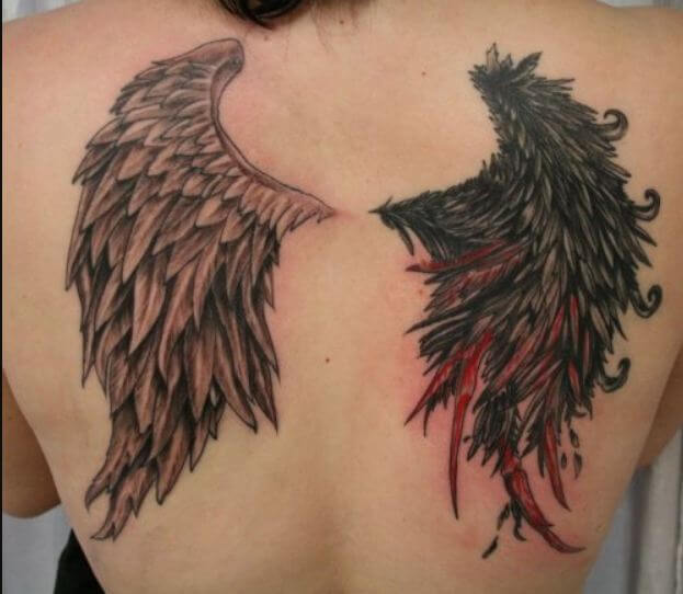 Tatuaje De Pluma De Ángel