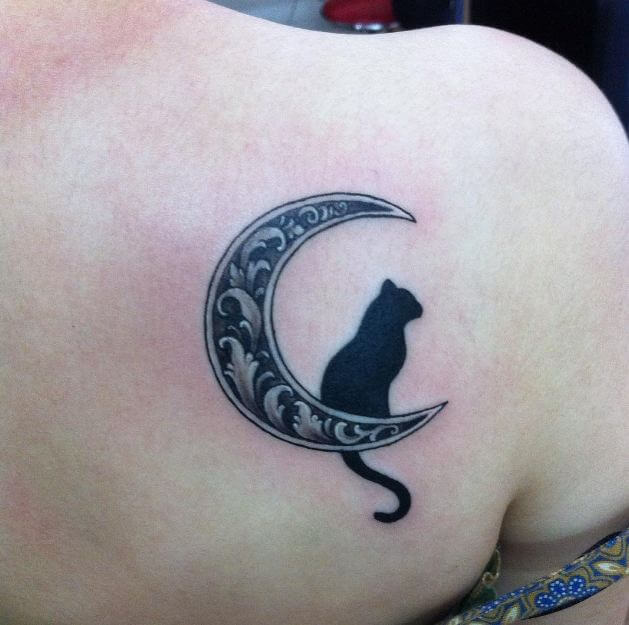 Tatuaje Gato Y Luna