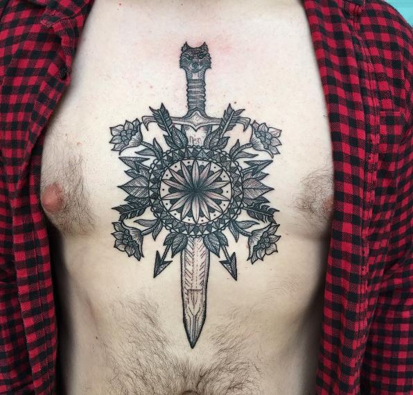 Diseño de tatuajes de Juego de Tronos en el pecho